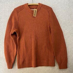 NEW! Duluth Size XL Burly Retirement Crew Sweater Cotton Orange Rib Knit Pullove
